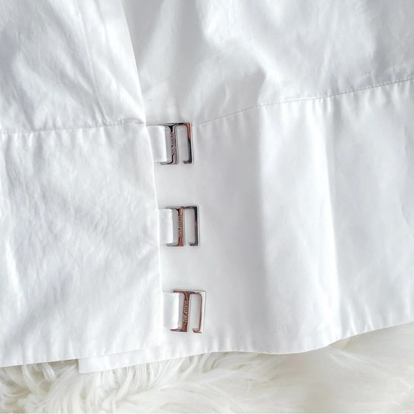 The Attico Delia Cotton Poplin Wrap Front Blouse Top White Faux Button Up - Picture 7 of 16